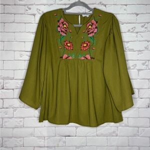 ✨ Hayden Los Angeles Embroidered Peasant Blouse ✨ Size Med